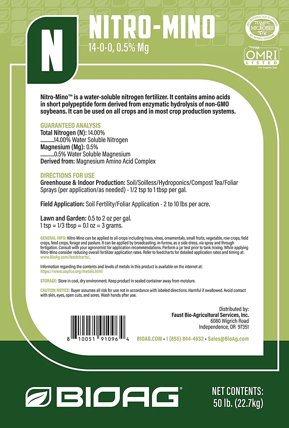 lb & Amino BioAg by Powder Fertilizer Soluble - 4 Nitro-Mino Nitrogen bottle Acids Water -