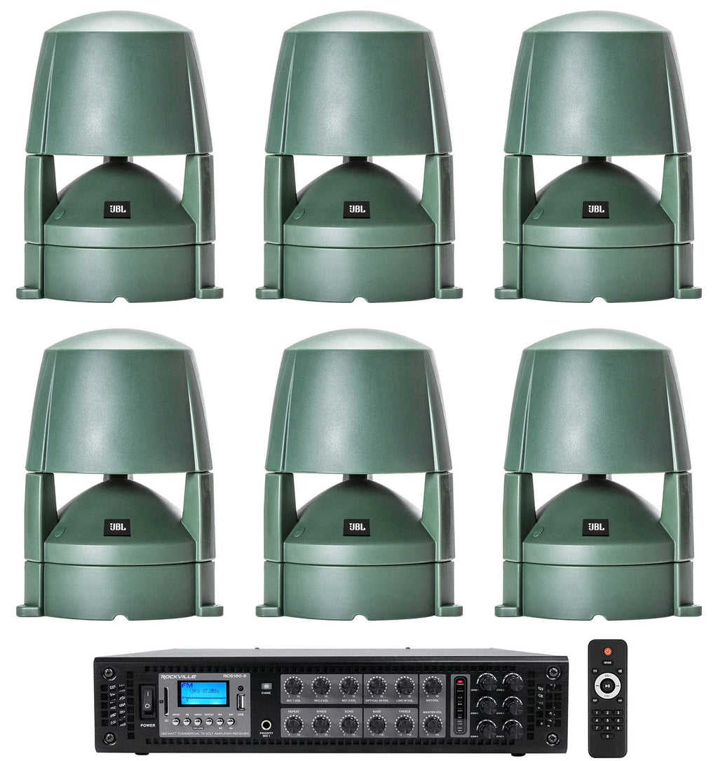 CONTROL 5.25" (6) Outdoor JBL Speakers+Amplifier 70v Landscape 85M Commercial