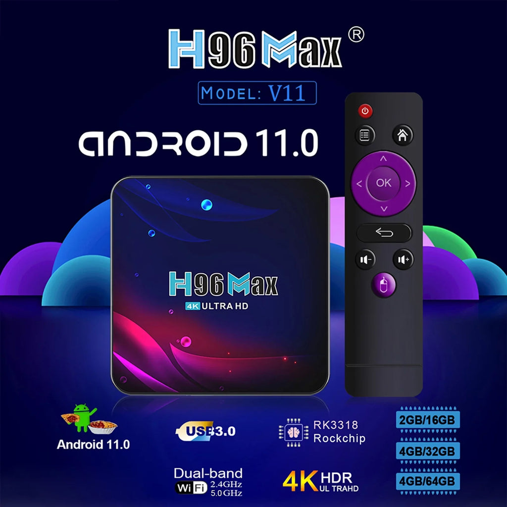 WiFi, Remote V11 Smart BT4.0, Android Control 4K Dual-band UHD Player, Video 4GB64GB, 11.0