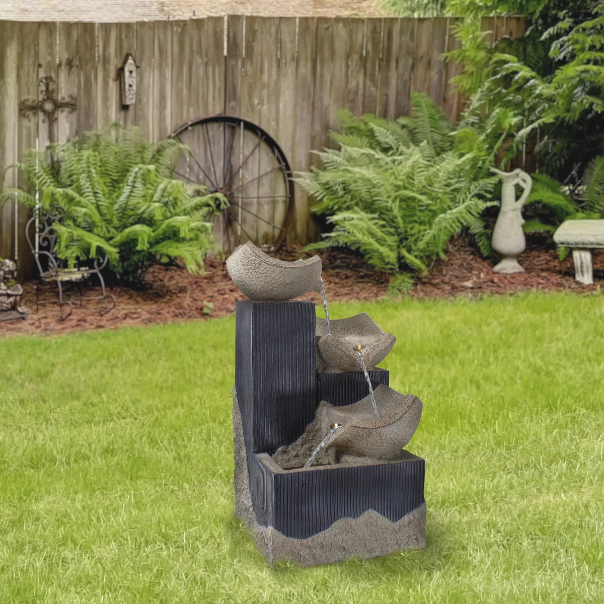 Northlight Outdoor Fountain Bowl LED Water Lighted 3-Tier Cascading 21"