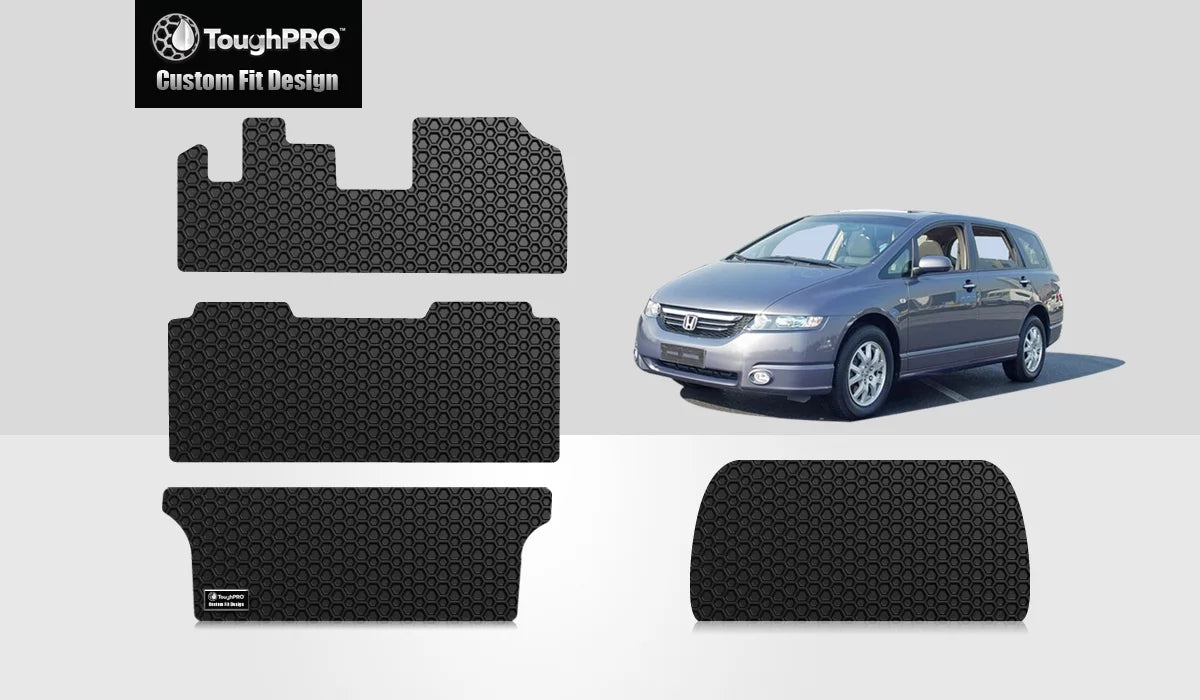 ToughPRO (Made Rubber - Weather HONDA USA) Duty Cargo - with Odyssey Set with 2003 Heavy All Compatible Full - in Mats Black -