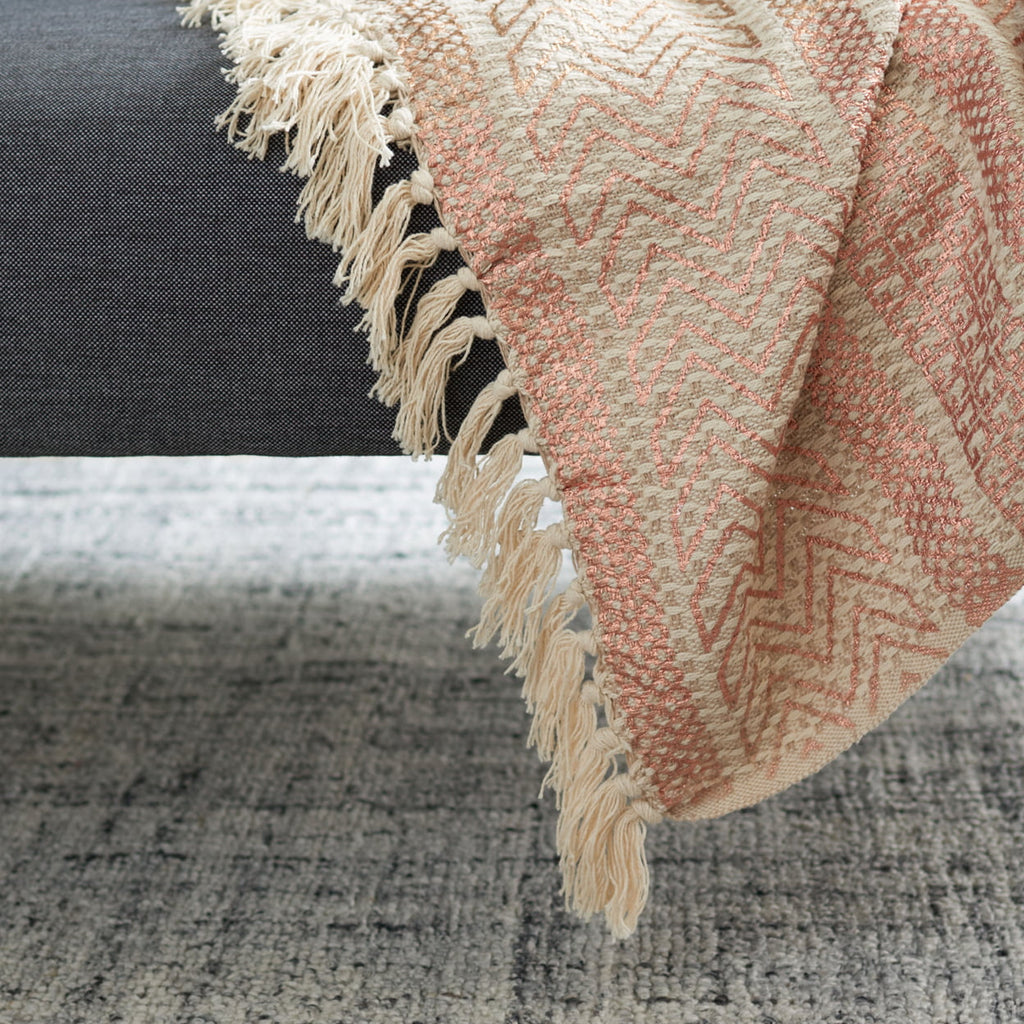 x 60" Striped 72", Beige/Copper Fringe, SAFAVIEH Throw Becks with