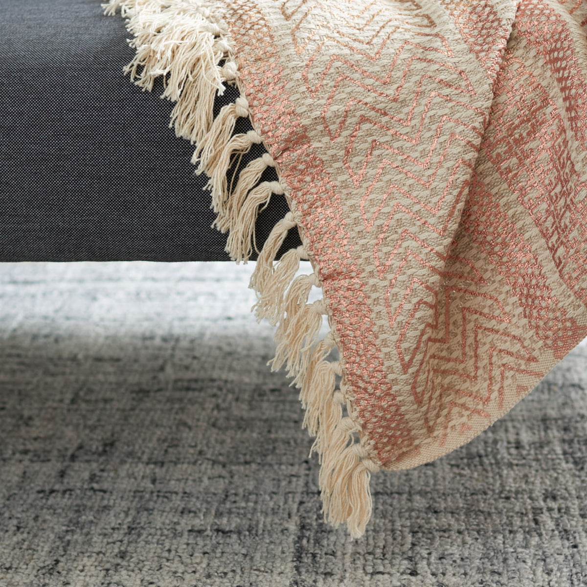 x 60" Striped 72", Beige/Copper Fringe, SAFAVIEH Throw Becks with