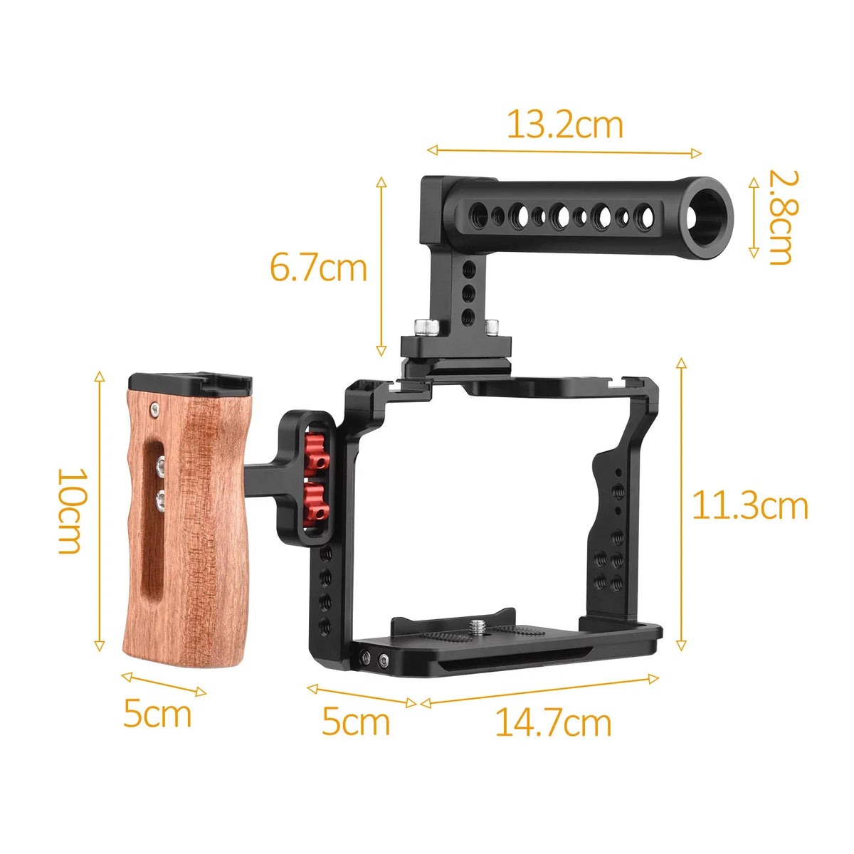 A7R A7S Alloy Inch Numerous Sony + Cage Dual Andoer III/ II A7III/ with Wooden Mounts Handle II/ Aluminum Grip Kit Replacement 14 + Shoe A7II/ A7IV/ Threads Cold Side for A7R Video