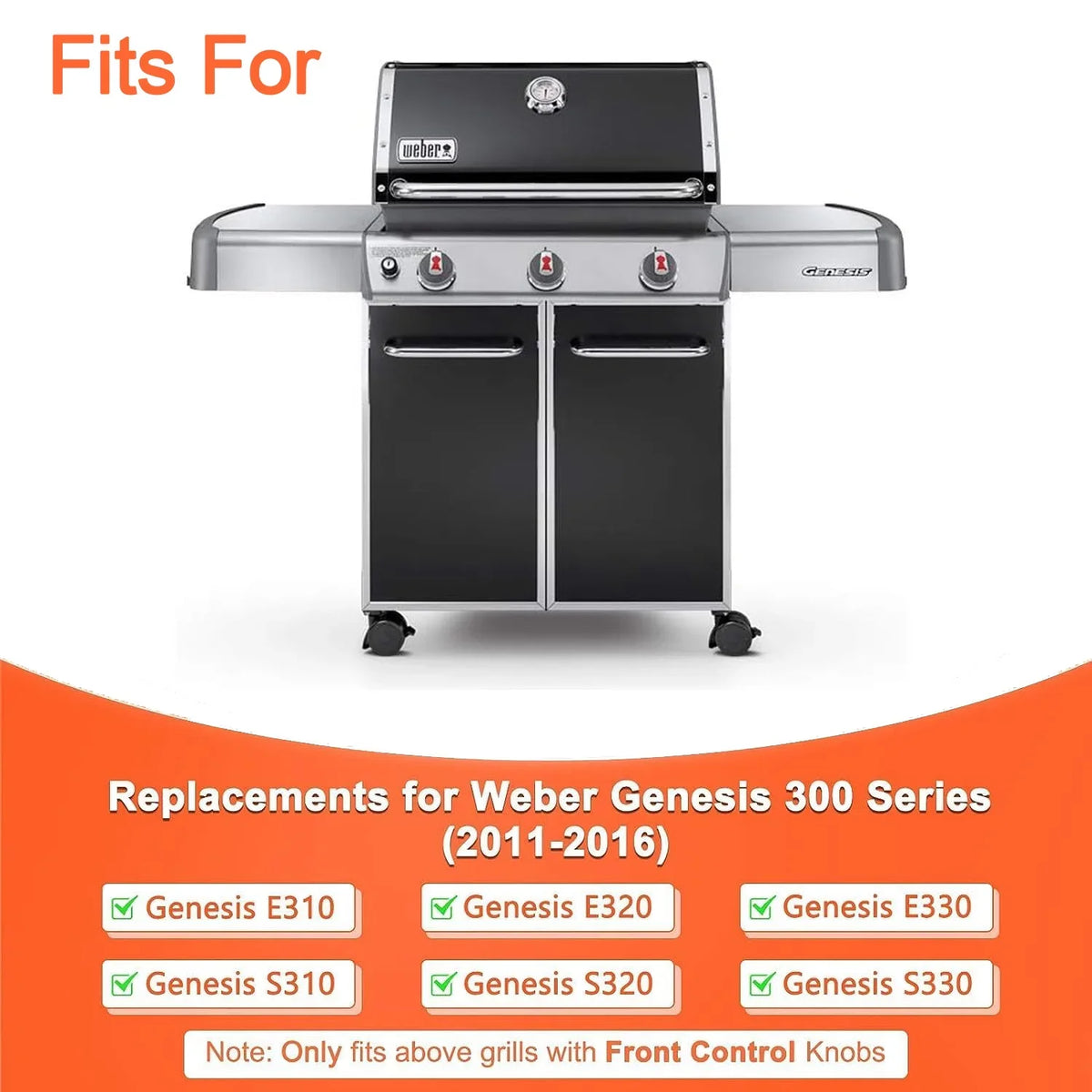 Burner (2007-2010), E310 67820 E320 Set Grill Stainless EP320 Genesis 300 Genesis Tube Side Control Grill Grills for Series S320 67722 with EP310 Weber Replacement Knobs, S310 Burner 34-1/4 Inch Steel