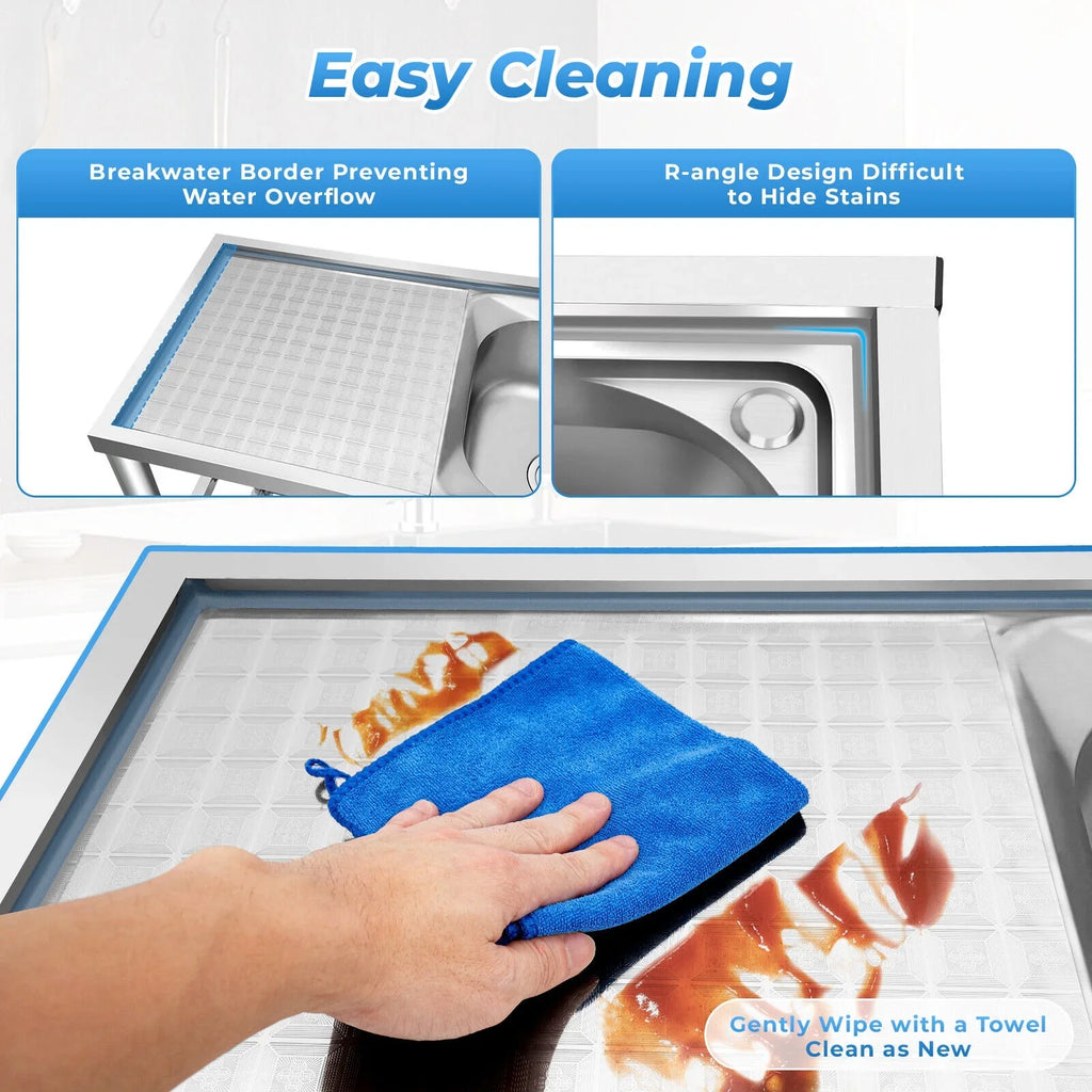 Prep Bowls Steel w/ Commercial Kitchen Catering Catering Utility w/Faucet Stainless Table Kitchen 2 Sink Bowls Home Prep 304 Drainboard Kitchen Sink Catering Sink +Shelf Bowl Prep 2 Table Bowl