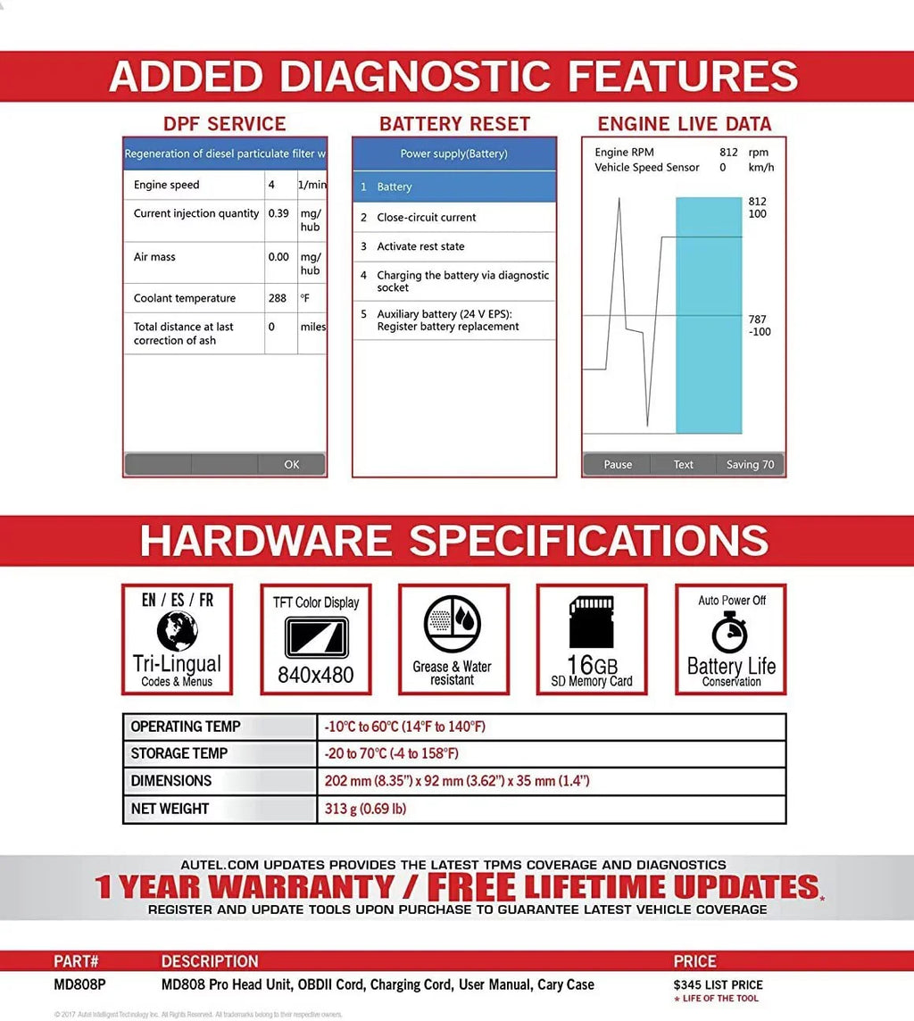 Lookup Battery Scanner EPB Reset MD808 AL629 Code Reset Cable Codes BMS OBD2 Upgraded Features Reader Autel With MaxiDiag Extension MD806 AL529 Special AL329 Oil Read/Clear 7 SAS DTC Pro MD802 AL609
