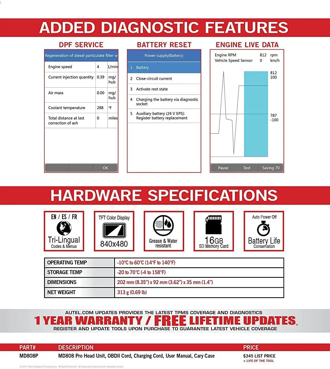Lookup Battery Scanner EPB Reset MD808 AL629 Code Reset Cable Codes BMS OBD2 Upgraded Features Reader Autel With MaxiDiag Extension MD806 AL529 Special AL329 Oil Read/Clear 7 SAS DTC Pro MD802 AL609