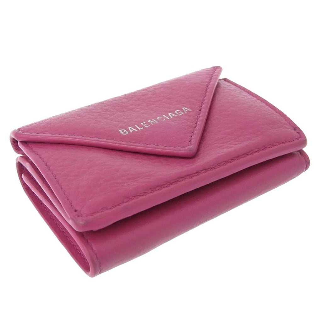 391446 Balenciaga Pre-Owned tri-fold BALENCIAGA pink with hook (Good) mini paper wallet leather