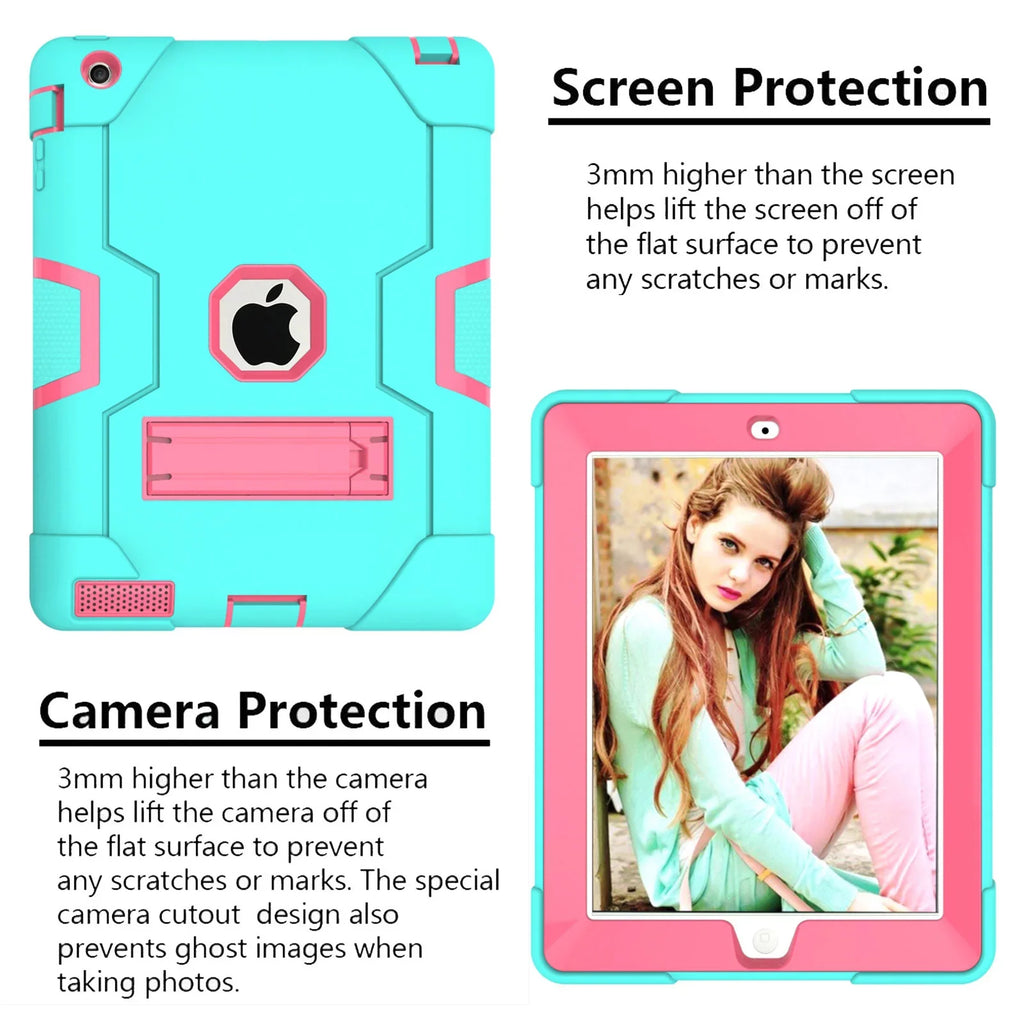 Gen / Layer Case Case,iPad for (Aqua/Rosegold) 3 Shockproof iPad Kickstand Allytech Case,iPad / 2 iPad Protective iPad Three Armor Defender 4 Gen Case, with Generation 2nd Cover iPad 3rd 4th
