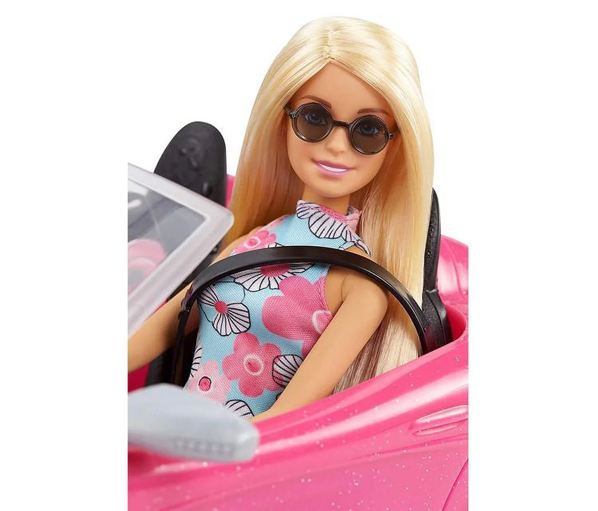 with and Doll Seat Wheels Convertible Pink 2 Car Rolling Barbie Collection
