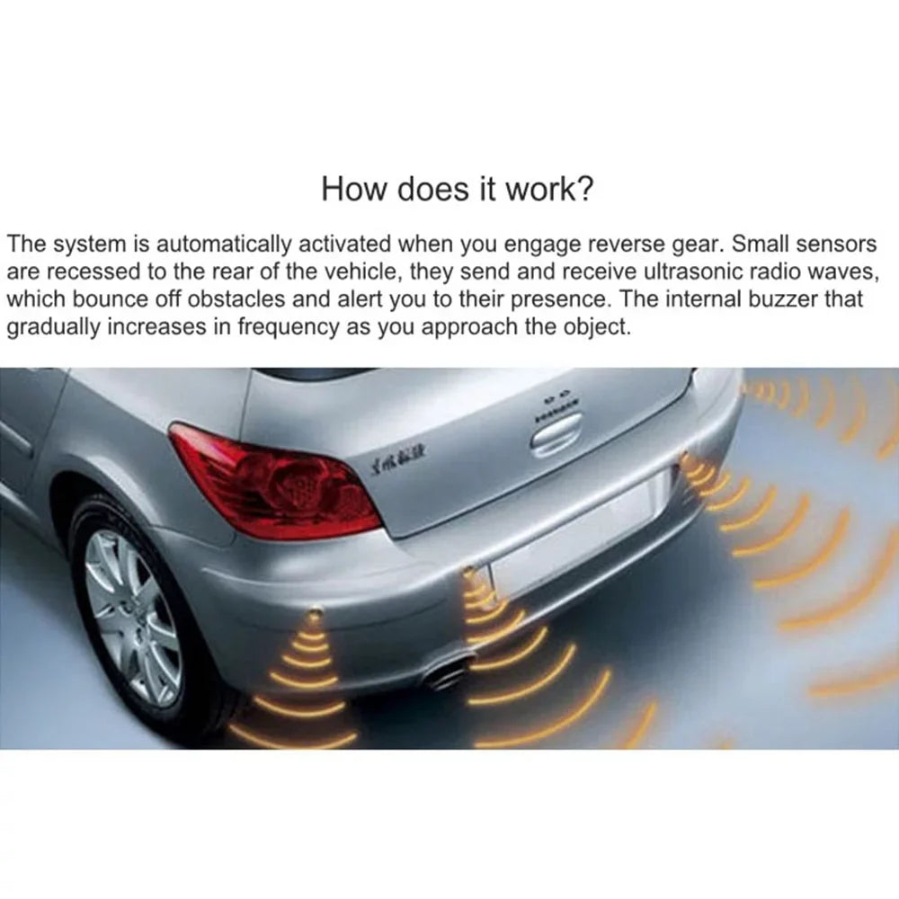 Kit+Universal Blind Backup Warning Vision Reverse View Detection and System 4.3in Parking Monitoring Rear Spot Car HD Sensor Set Camera Monitor Night Radar