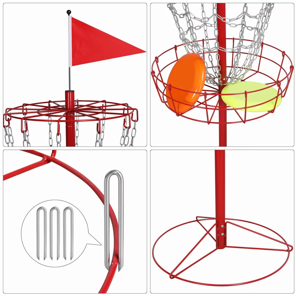 12-Chain Disc Metal Easyfashion Baske, Golf Red