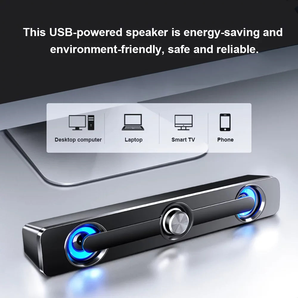Bass Bar MP3 Speaker Powerful PC Subwoofer MP4 Tablet Box Phone Wired Sound V-111 Computer for Surround USB Laptop Stereo Speaker