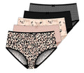 Burke - Stretch Microfiber Solids Whip 9 Delta Brief Colors - 5-Pack Women's Panties Peach Geometric - Size Leopard