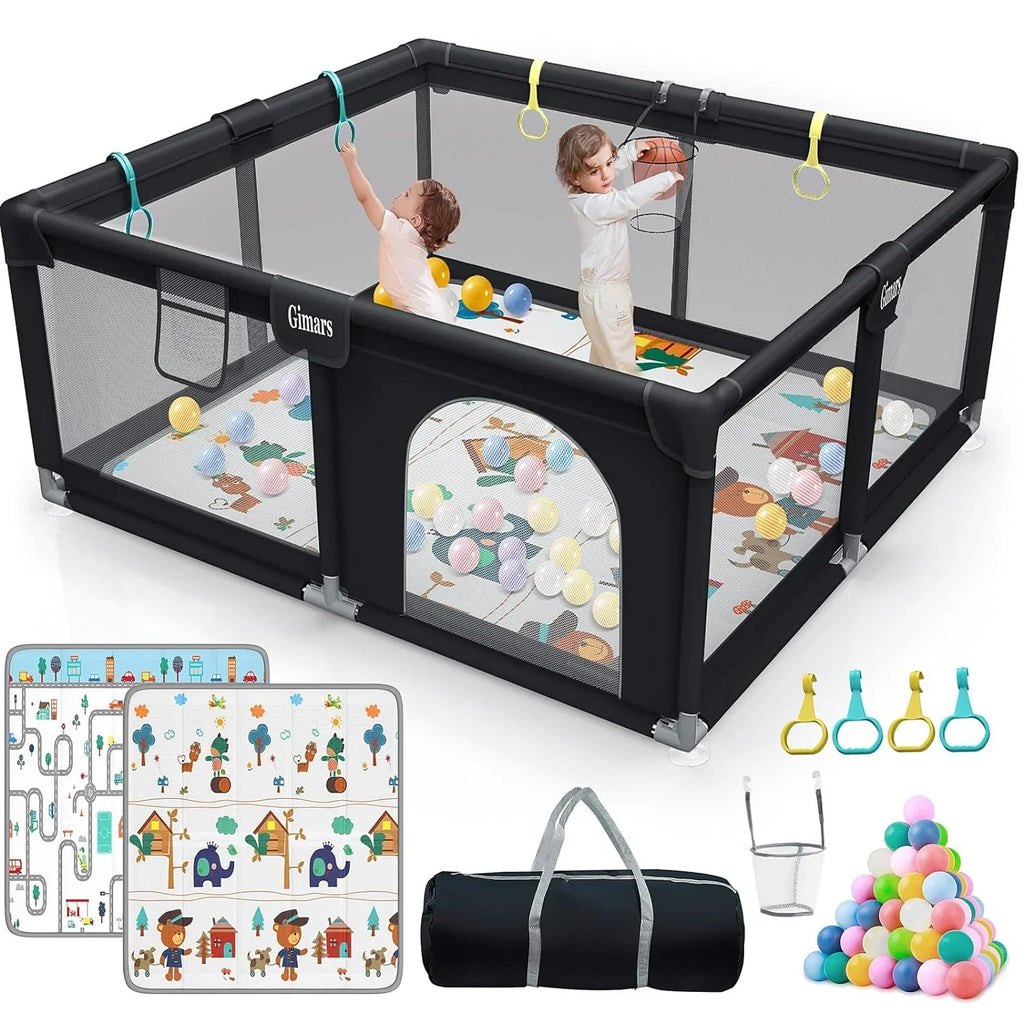 Protecting Top Yard Baby Play with 320D Large with Rod Padding Cotton Baby Zipper for for 6in1 Playpen Washable Toddlers, Playpen Padded Sturdy Safe & Gate with Playpen Babies, Upgraded Mat,