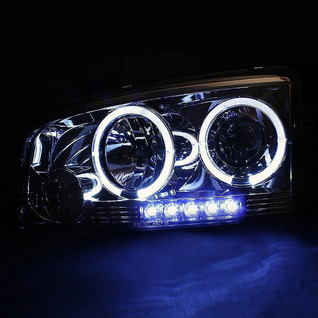 '- Dodge Dark Eye AKKON Red + Smoked Smoked 2009-2010 For Projector Headlights Angel Tail Halo Lights LED Lamp Charger