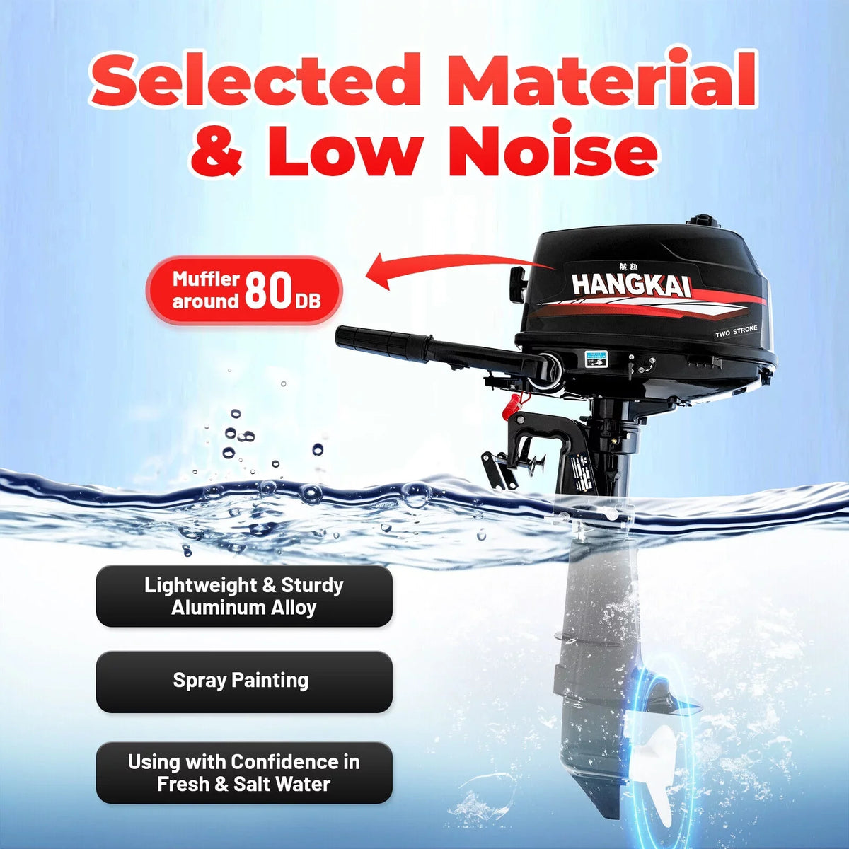 Engine CNCEST Inflatable Outboard 2-Stroke System Water Boat Motor Fishing Motor Hp 6 Cooling