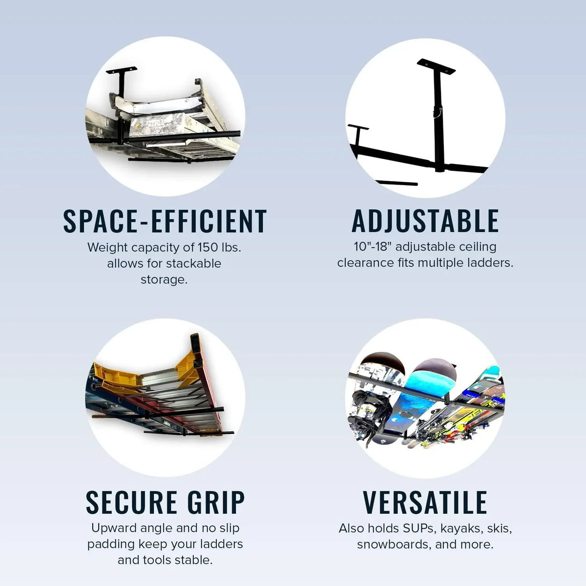 Storage Hi 2 Ladder Double Garage Hanger Ceiling And Storeyourboard Rack, Port Mount Organizer,