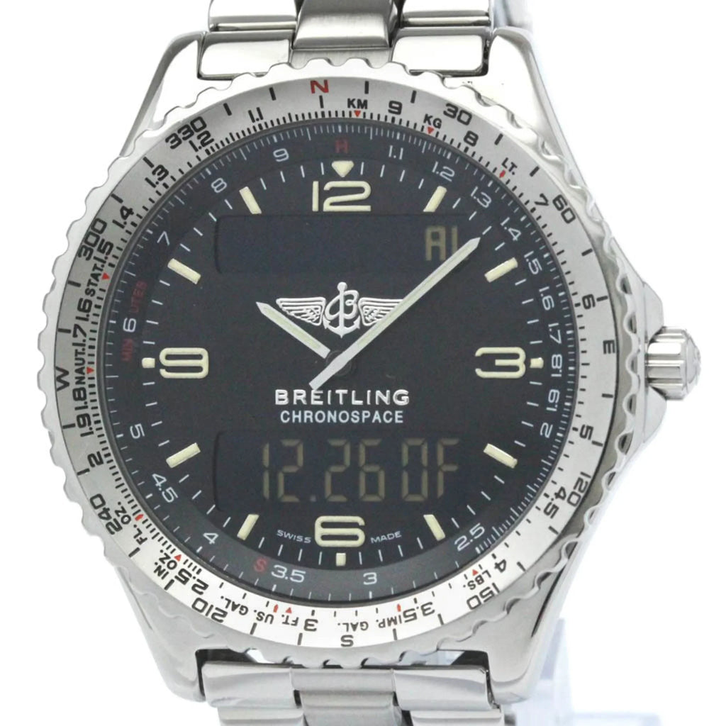Pre-Owned Quartz A56012.1 Watch Chronospace Polished BREITLING BF563779 Steel (Good) Mens