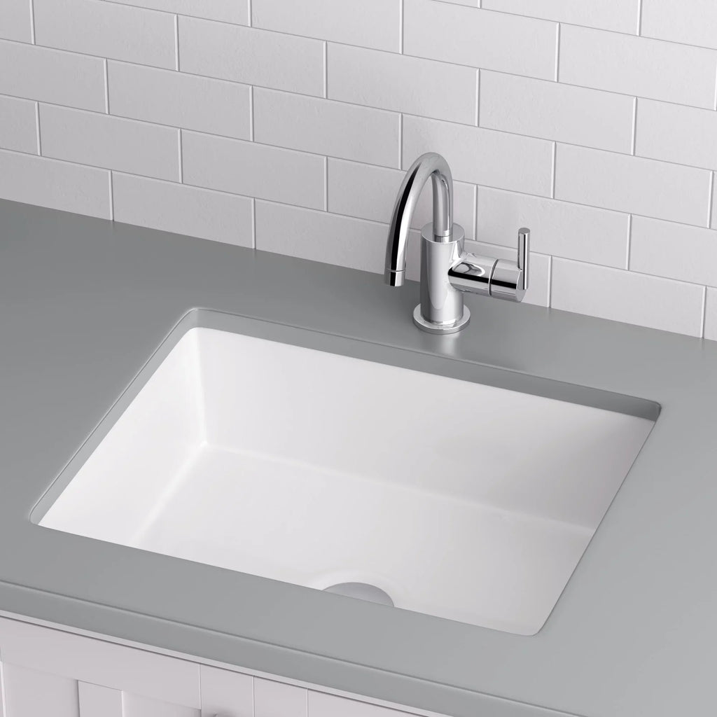 Sink with Rectangular Miseno 17 Bathroom x Rear Overflow, in. 13 Undermount White