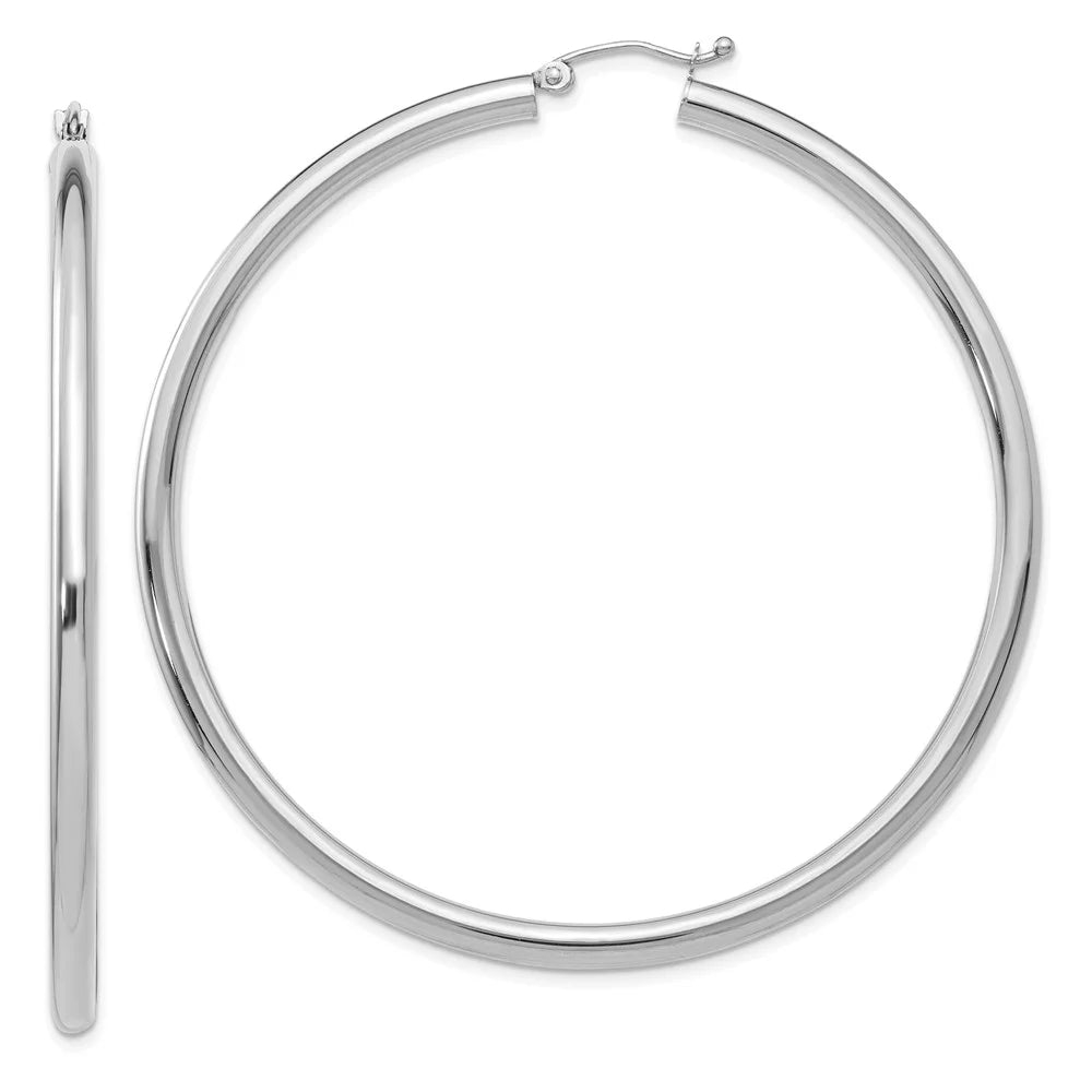 Teens; Adults Earrings; Polished Men Gold and White Real 3mm 14kt Women for Tube and Hoop for