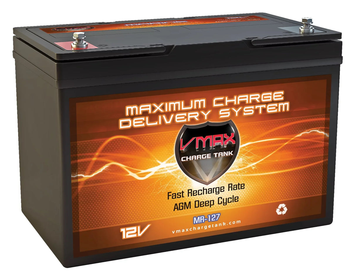 Trolling 12V for Marine Thrust 100Ah Pound Volt Deep Motors AGM MR127-100 Battery 45lb 45 VMAX 12V Cycle 12