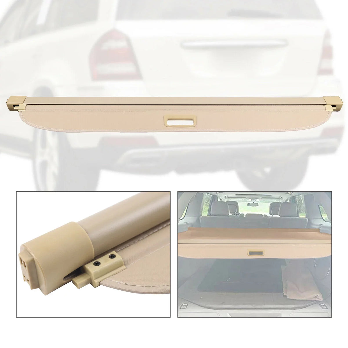 07-12 Cover Trunk Mercedes Shade GL550 Shade Privacy Cargo Benz Benz Rear 2007-2012 Shade Security For Cargo Security Shelf Trunk Cargo Fits Trunk Mercedes Security GL550 Cover Cover Beige Privacy