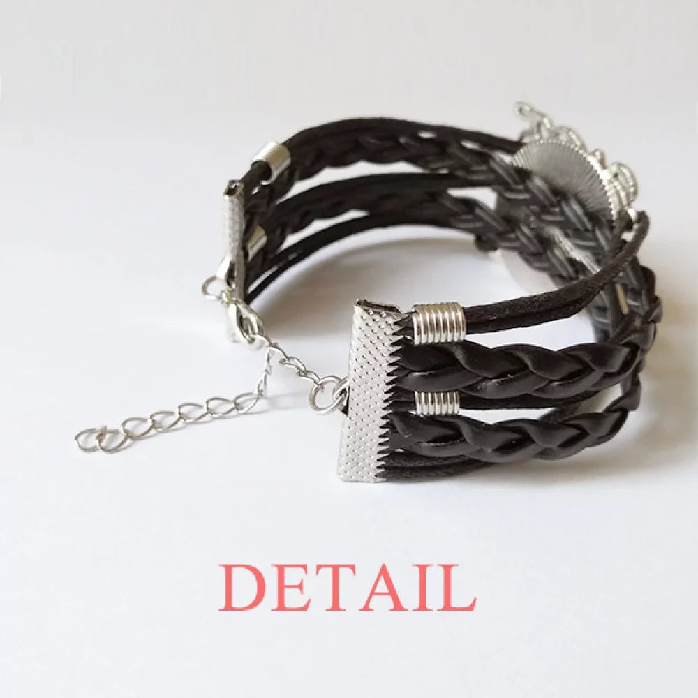 bracelet leather twisted accessory love q queen knitting wristband rope wealth poker