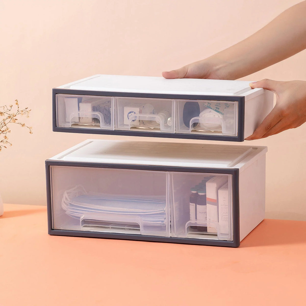 Pieces, 5 box storage Organizer, [TFAC] Transparent 4 use, 4 ROSELIFE multi-scene Slots, for Drawers, Desktop Organize