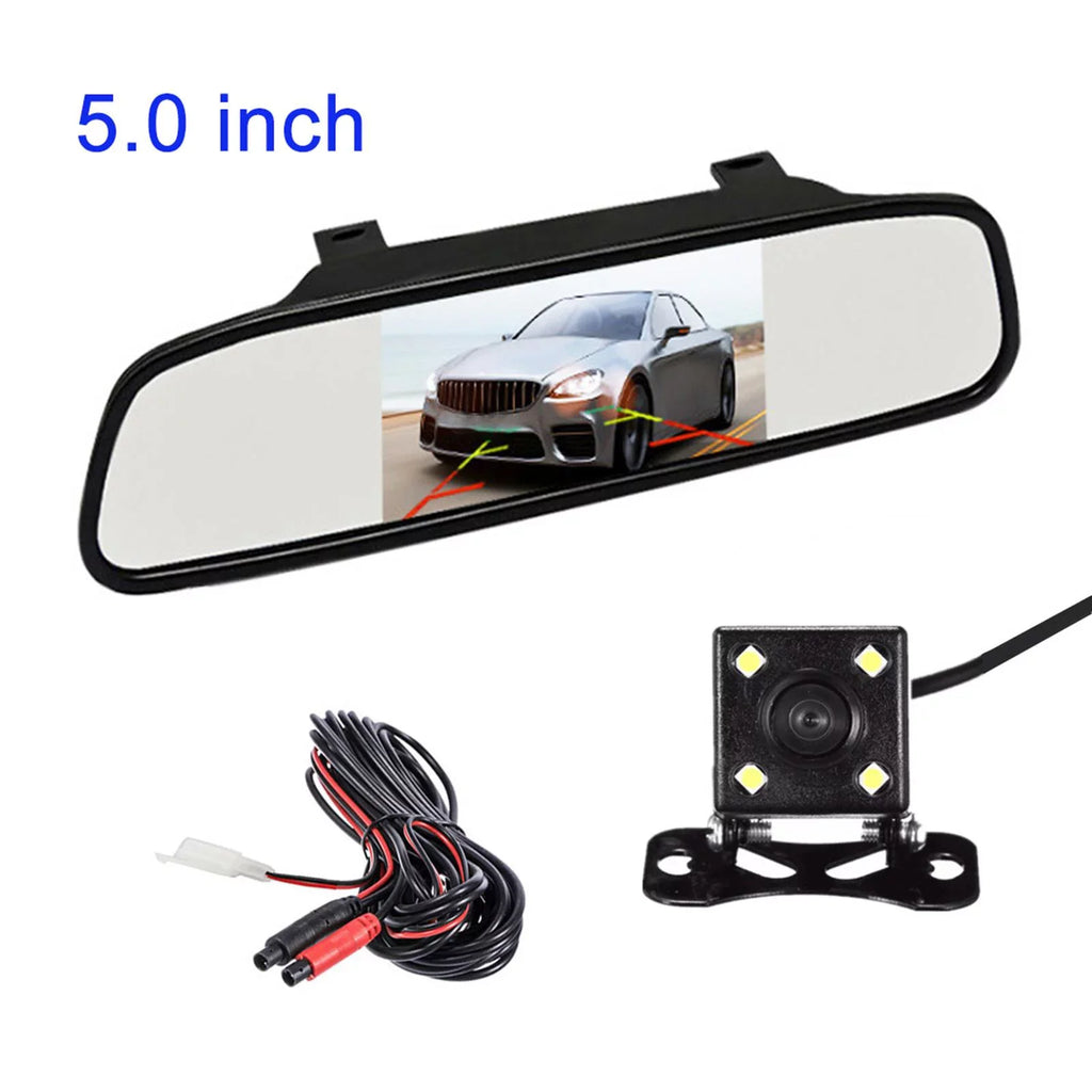 5 Car Rearview Monitor with Camera Inch Auto Display Reversing Mirror Video
