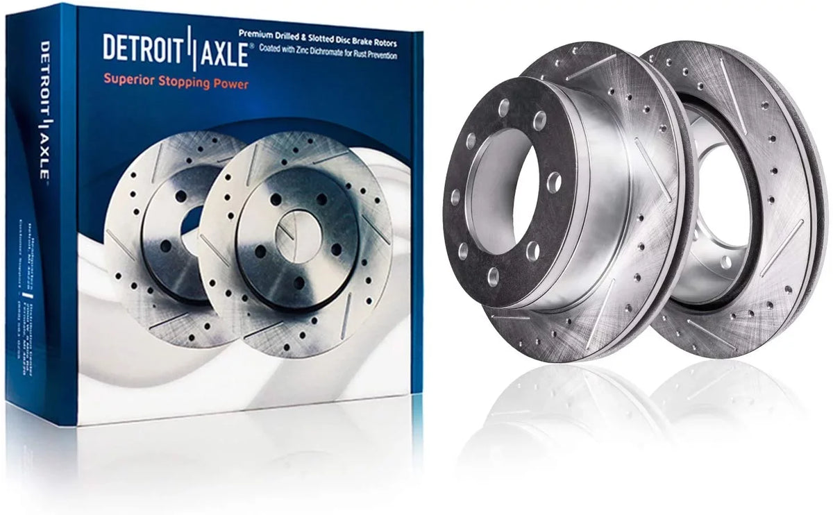 Ford 8 Rear Kit Lugs Excursion Drilled 2001 Slotted Brakes F-350 - 99-04 for 2004 Duty 2003 Axle Detroit Brake & F-250 Brake Super Ceramic 2002 1999 Replacement 2000 Rotors Pads