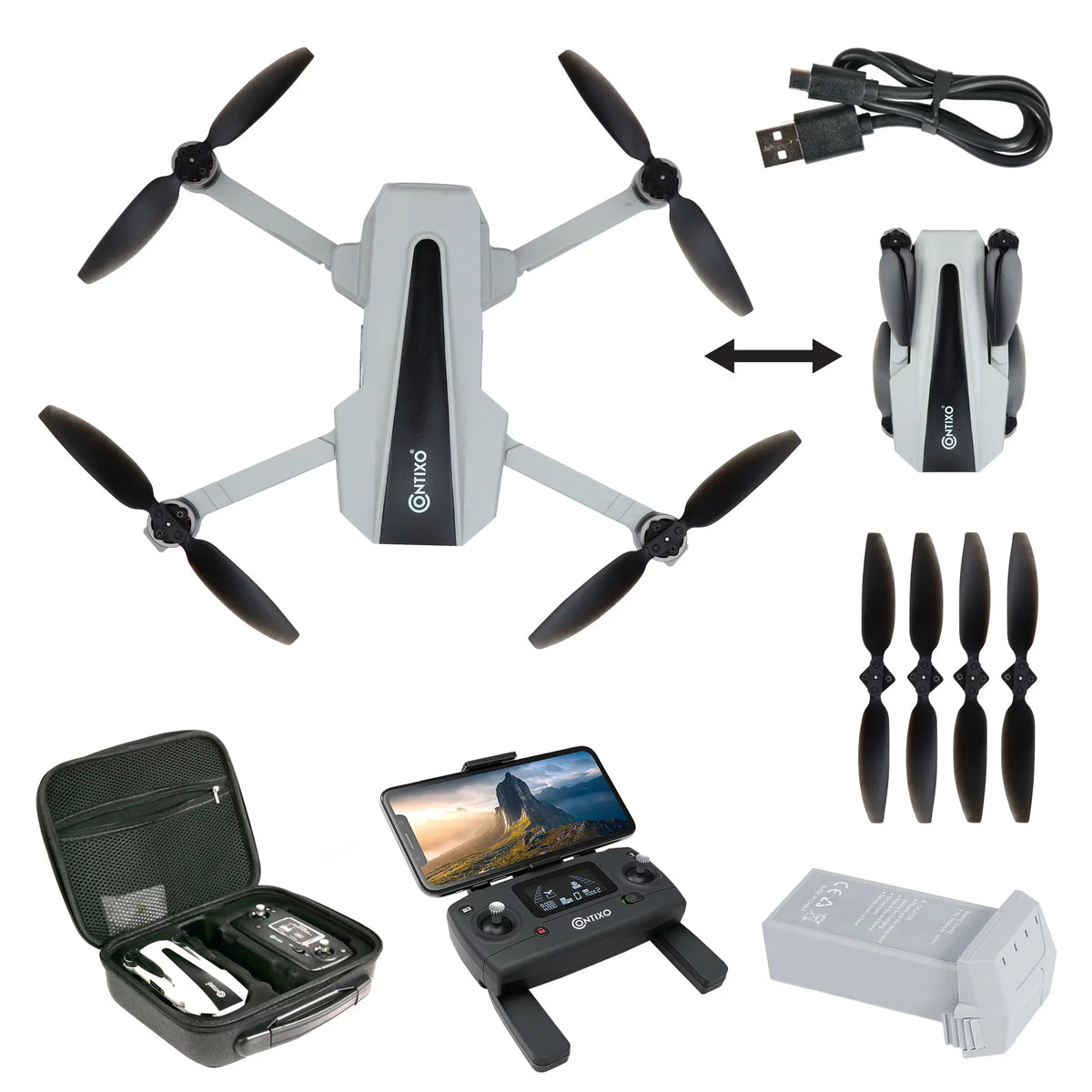 FPV Drone Quadcopter Pro for Foldable Beginners Wifi and GPS Adults with Camera, 2.5K F31 Contixo