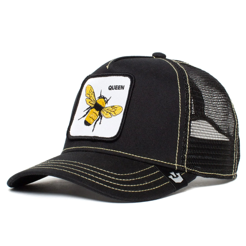 Unisex Bee), The Bros. Trucker Adjustable Snapback Black Farm One Original Hat, Size Goorin (Queen