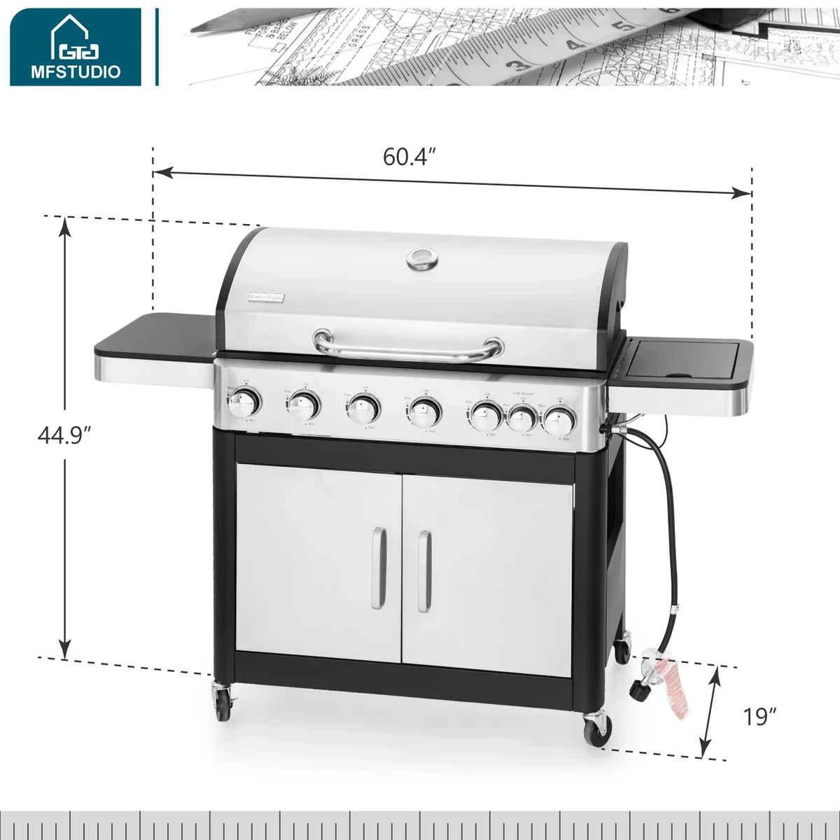 Burner Living Propane Summit Gas with Side Grill BBQ Stainless Burner Grill Steel 6