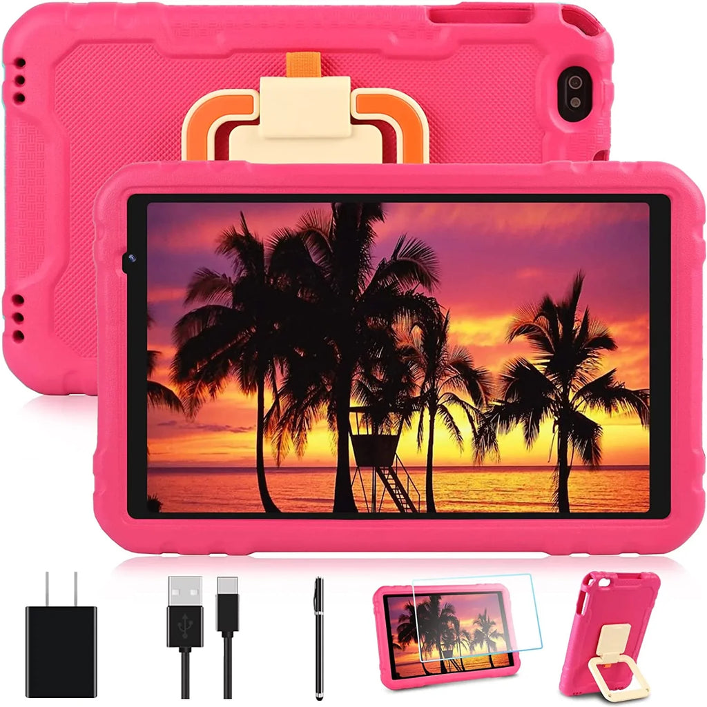 Touchscreen Split Kids 10 Pink Tablet Case Screen 4GB Tablets Drop-Proof Wifi 11 RAM inch IPS Android 64GB ROM HD
