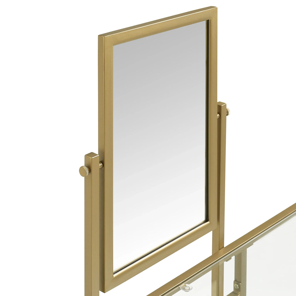 Furniture Crosley Desk/Mirror Glass Gold Vanity in Soft Tempered 2-Piece Aimee