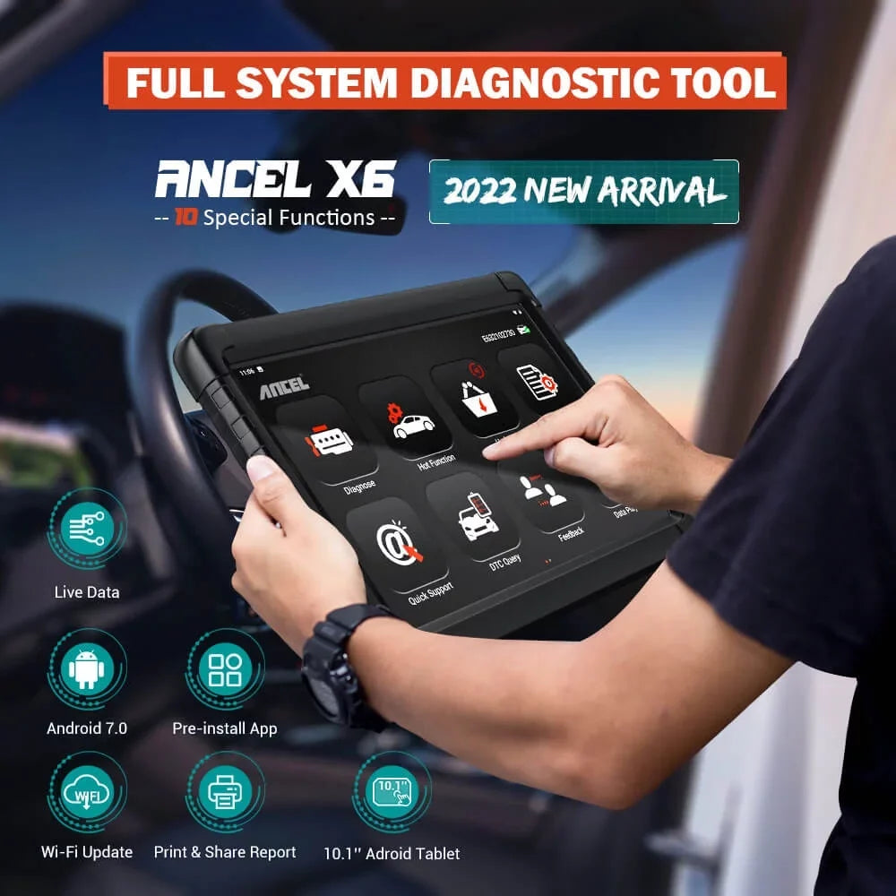 Automotive X6 Bluetooth System Reader Tool Scan OBD2 Auto Live OBD Scanner Bi-direactional Services Diagnostic Reset EOBD Automotive ANCEL Scan Diagnostic Car Scanner Tablet Car VIN 10 All Data Code