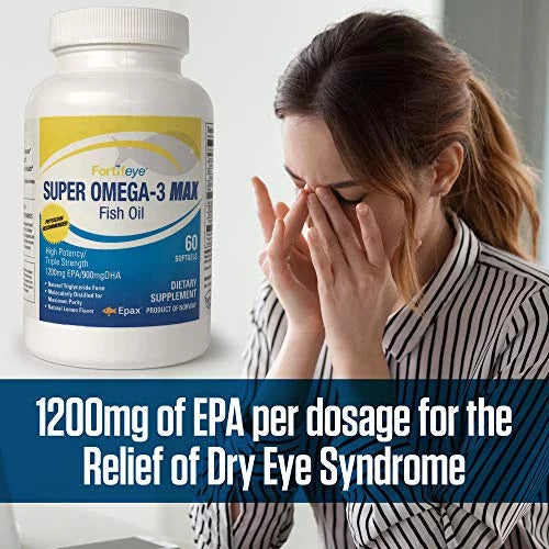 Max Fish Softgel DHA Flavor, Vitamins 1200 Serv.- Natural Omega-3 900 / EPA 30 Day, Super Capsules 60 Triglyceride, Fortifeye Max Per Oil, Lemon
