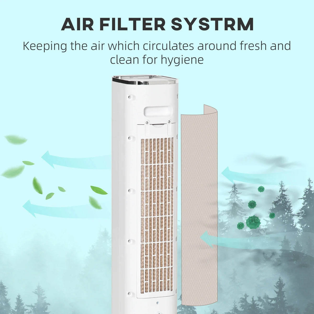 Cooling 1.6 LED Display, HOMCOM White Evaporative Oscillating, Water Air Humidifier Ice Cooler, 3-In-1 Portable Gal with Tank, Remote, Timer, and Fan 42"