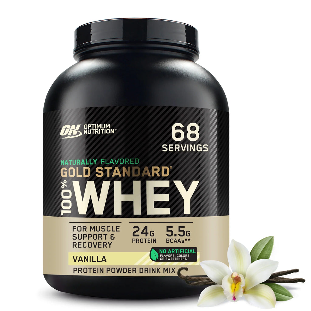 Protein Vanilla, Whey Servings 68 Standard 4.8 100% lb, Gold Nutrition, Naturally Optimum Powder, Flavored