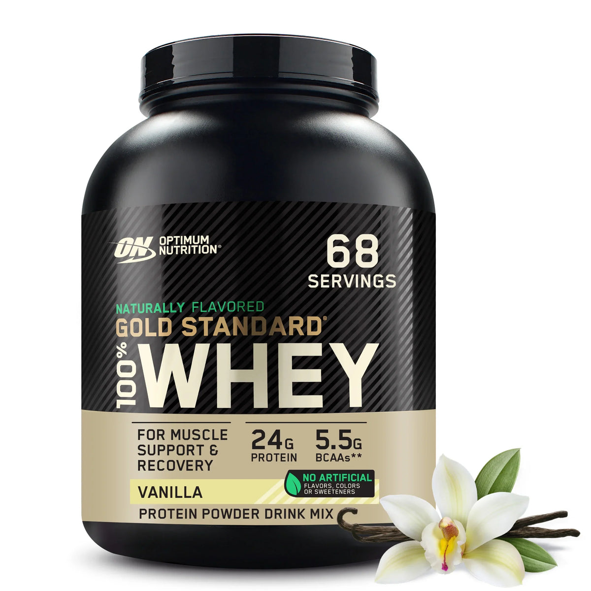 Protein Vanilla, Whey Servings 68 Standard 4.8 100% lb, Gold Nutrition, Naturally Optimum Powder, Flavored