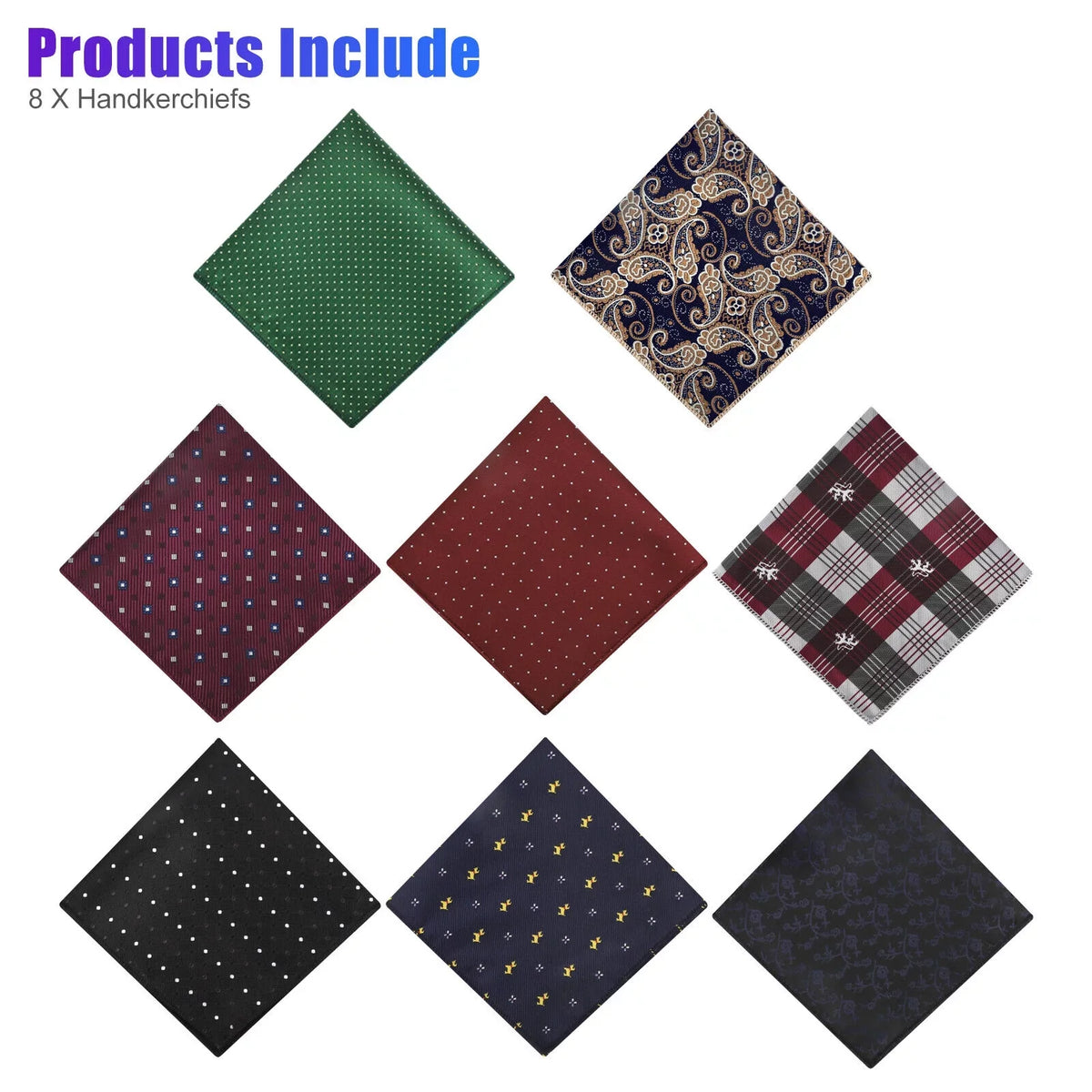 Dot 8PCS Men Square Pocket Floral Party Silk Fashion Handkerchief Hanky Wedding