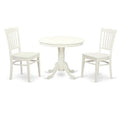 Furniture East West - Chairs, Set One White Wood Piece - 2 3 Linen Table Seat Solid Dining &