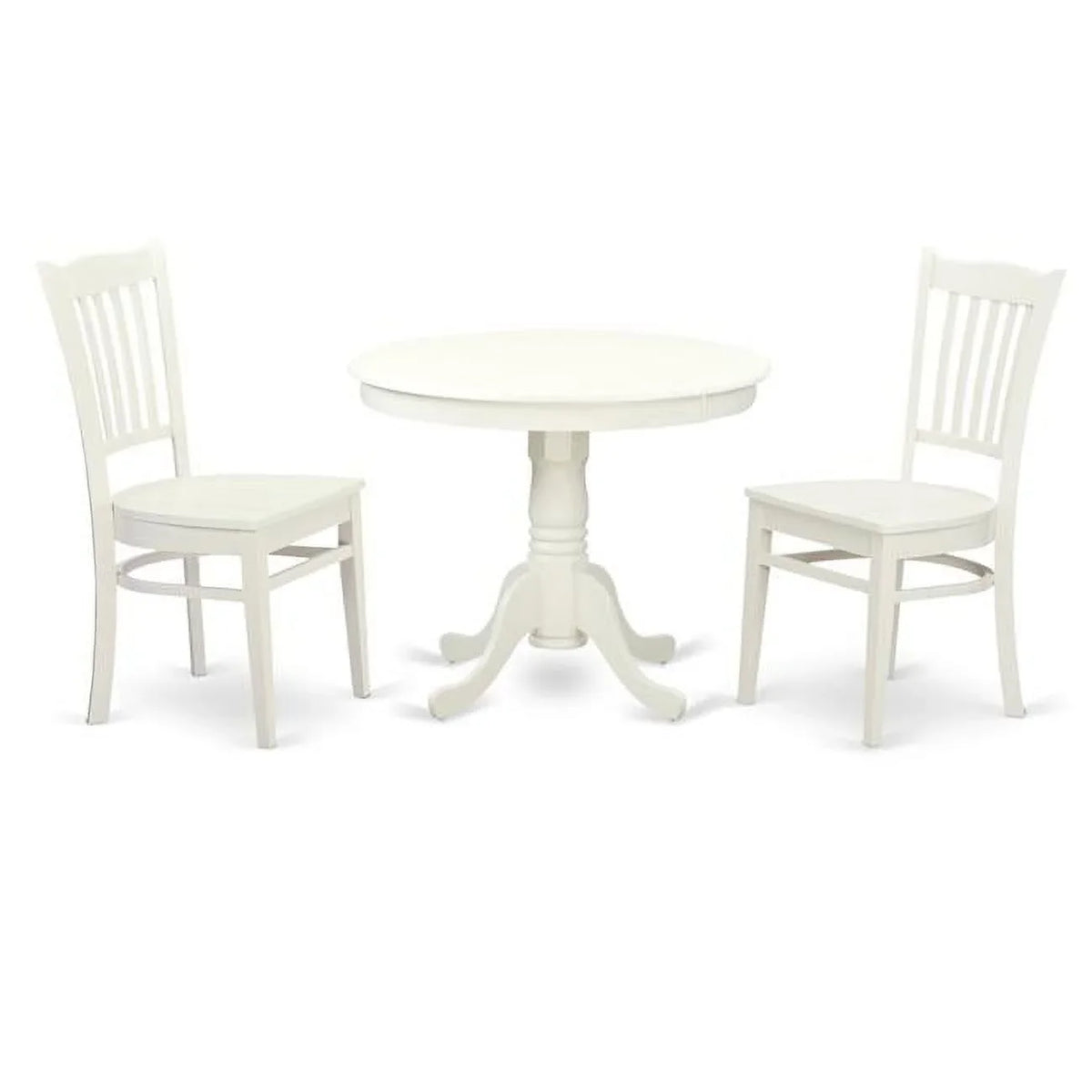 Furniture East West - Chairs, Set One White Wood Piece - 2 3 Linen Table Seat Solid Dining &
