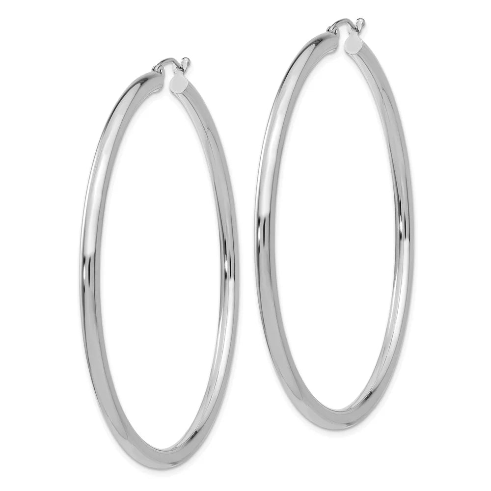 Teens; Adults Earrings; Polished Men Gold and White Real 3mm 14kt Women for Tube and Hoop for