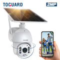 Motion Camera Detection, Vision, TOGUARD Wifi with PTZ Security Audio 1080P Wireless Camera Battery, Dome 2-Way with Night Color Solar Outdoor PIR Surveillance 15600mAh