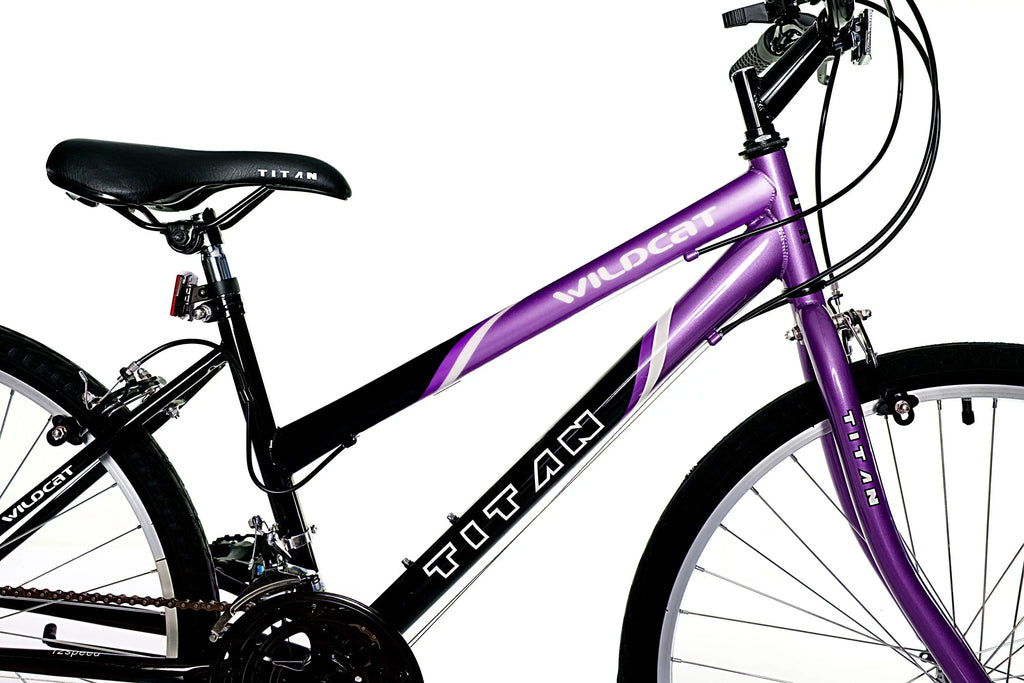 Wildcat Black and Women's Purple Mountain 18-Speed Titan Bike,
