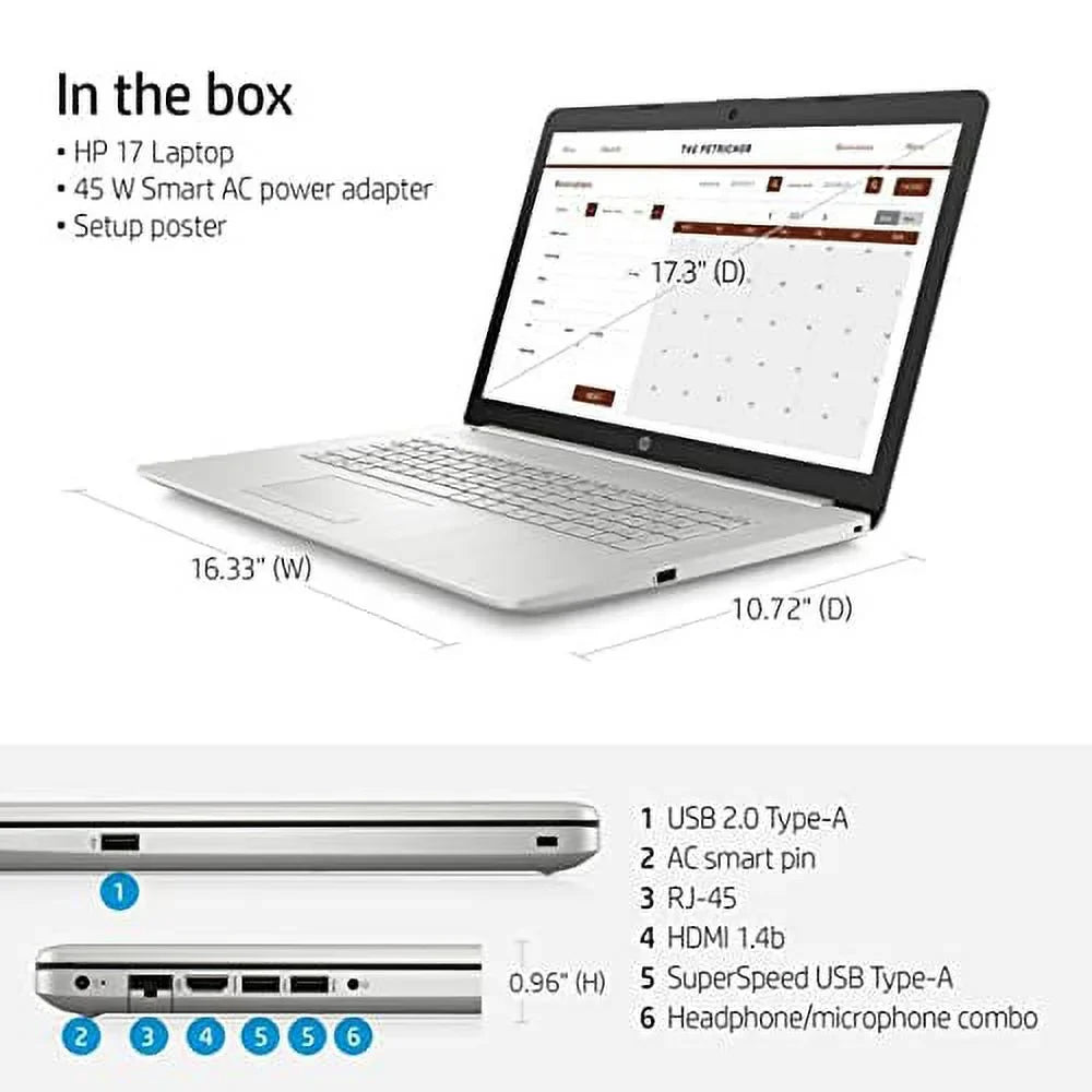 11, Newest PCIe Win HDMI, Xe Graphics, SSD, Core 8GB 512GB Laptop, 2021 RAM, i5-1135G7 11th HP Silver, w/ 17.3' Accessories, Webcam, FHD Iris (17-by4061nr) (>i7-1065G7),