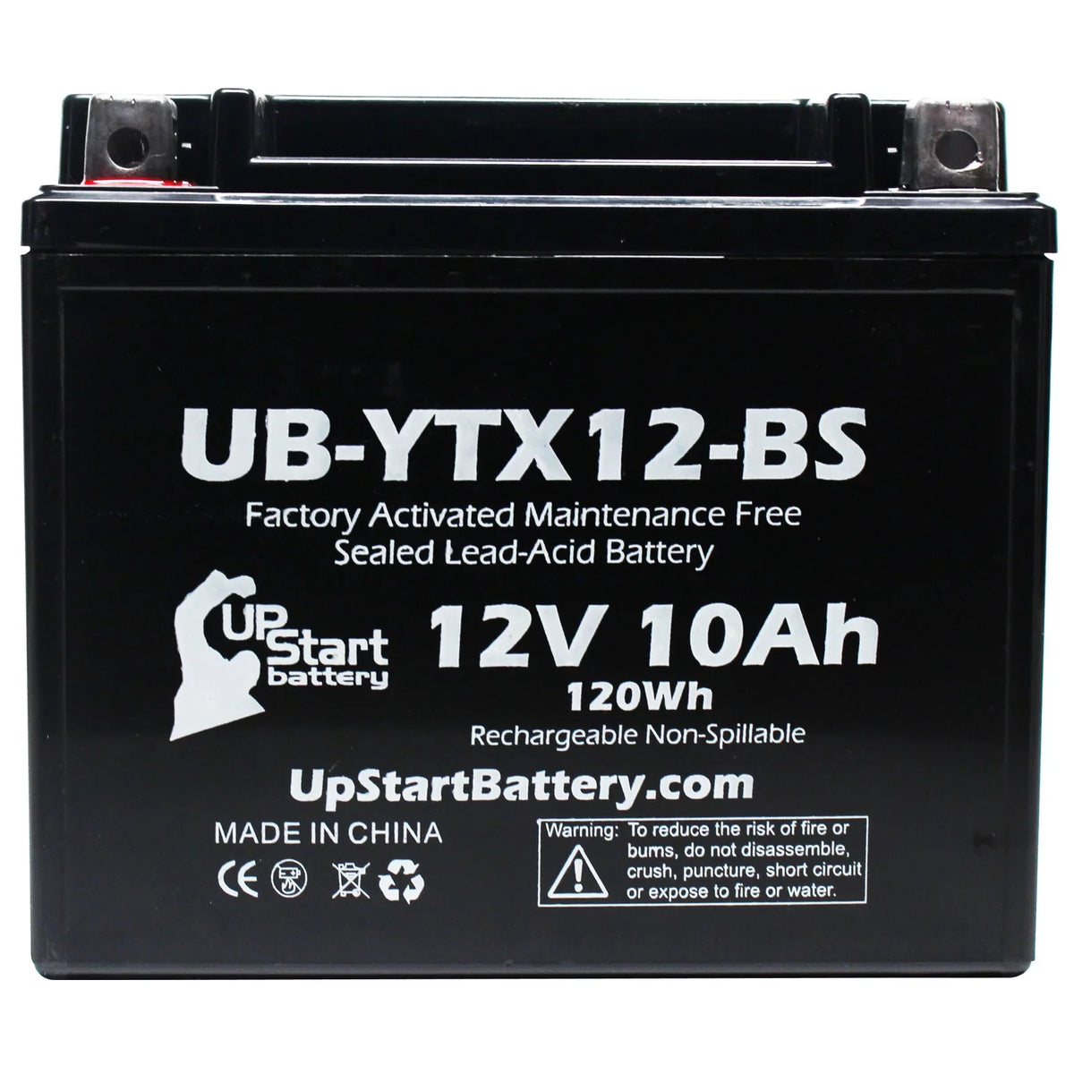 Factory GSX-R1000 Battery 3-Pack Motorcycle for 12V, 1000 Replacement CC Free, 10Ah, Maintenance UB-YTX12-BS 2003 Activated, Suzuki UpStart - Battery